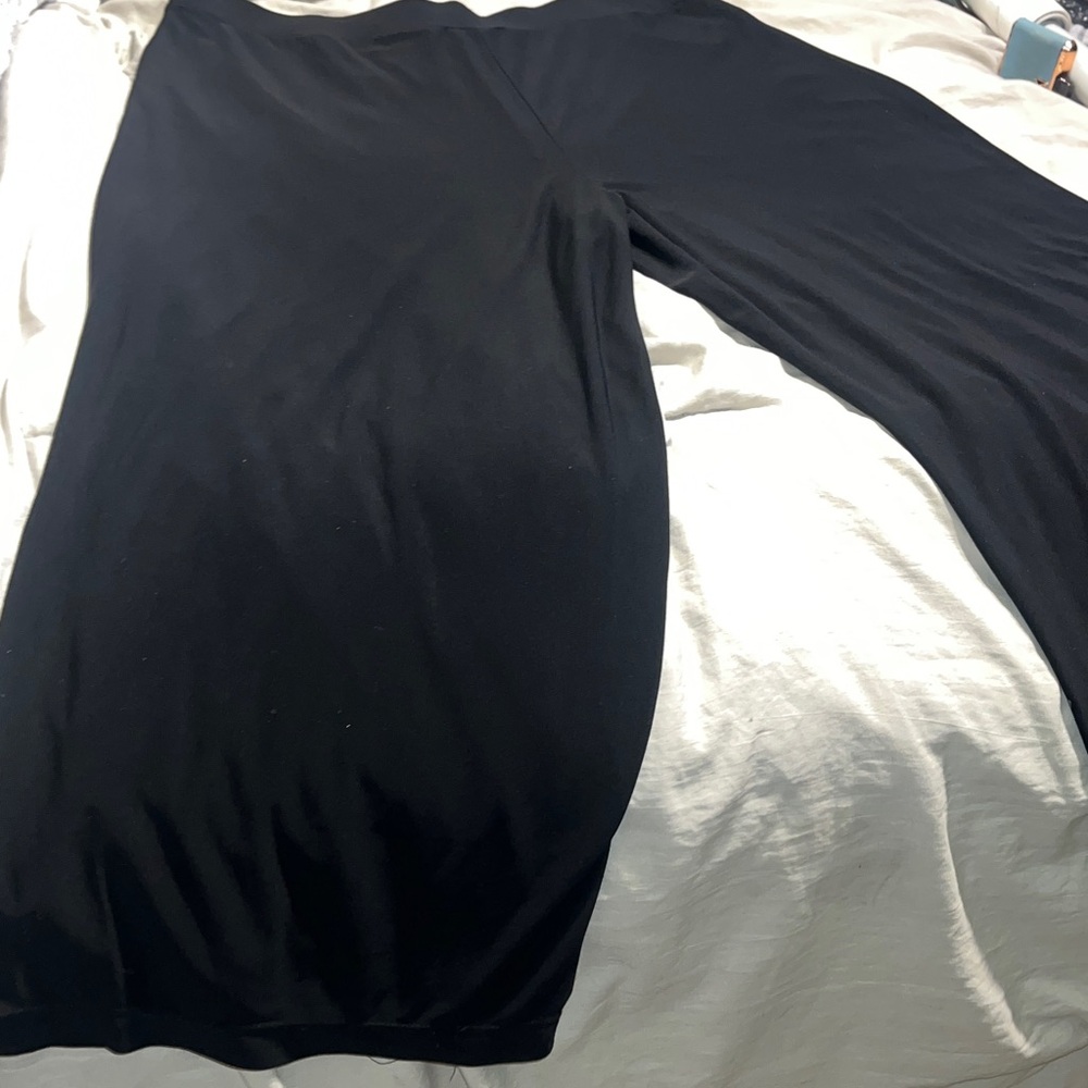 # 367 (L) Notations Women's Black Highrise Pull-on Stretchy Pants wide leg hems